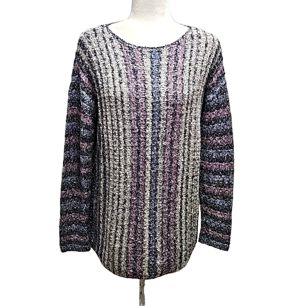 J. Jill Knit Purple Blue and White Vertical Striped Sweater Woman' Size S